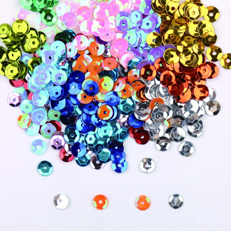 DIYASY 9800 Pcs 6MM Bulk Loose Sequins, Round Embroidery Sequins Cup Craft Sequin with Holes for DIY 22 Colors - Image 2